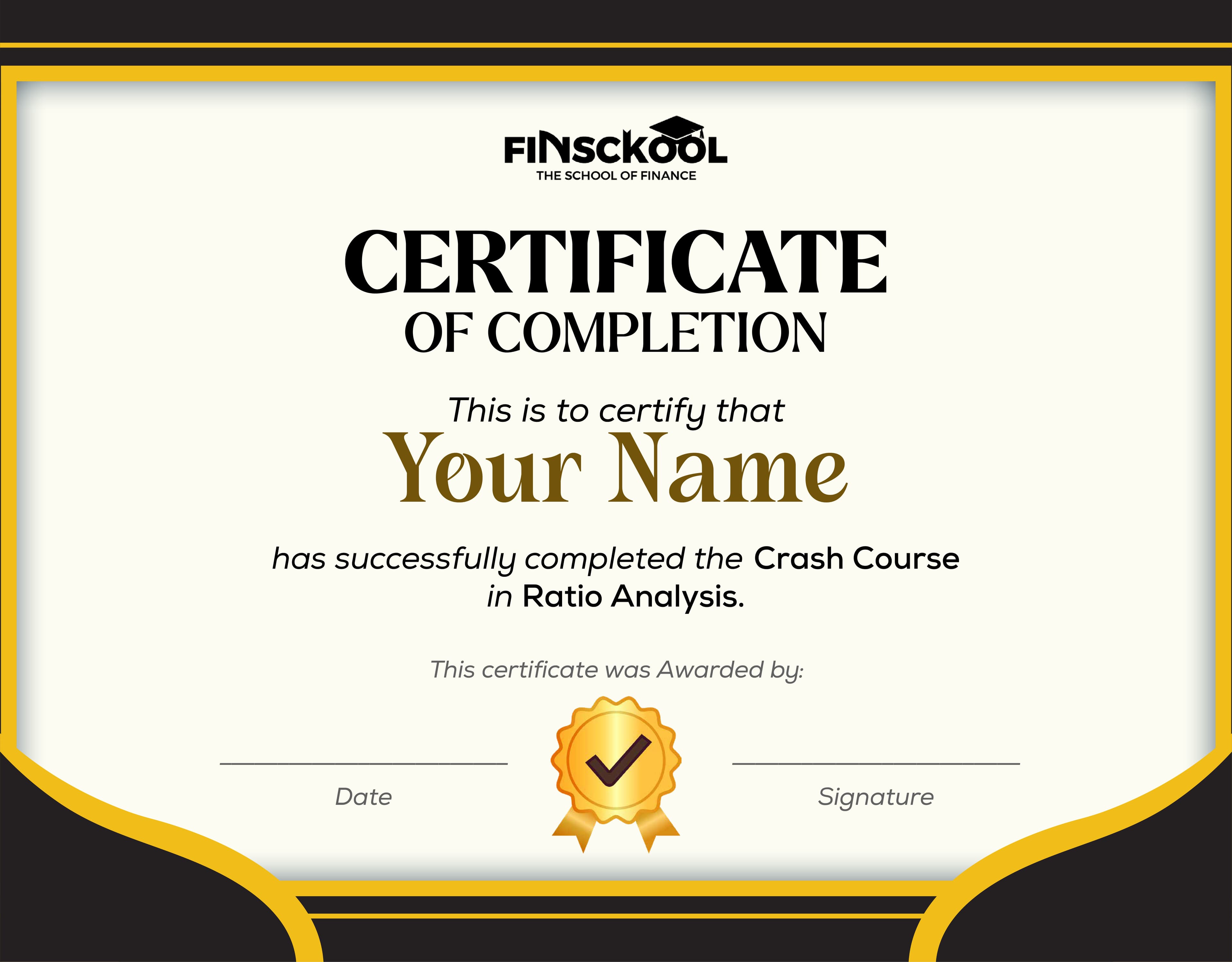 Ratio Analysis Certificate